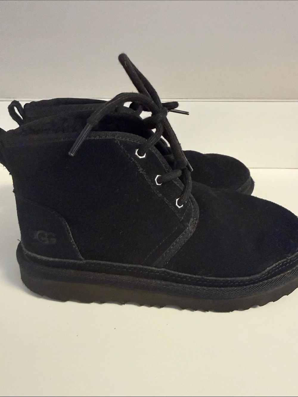 UGG Kids Black Suede Lace-Up Ankle Boots